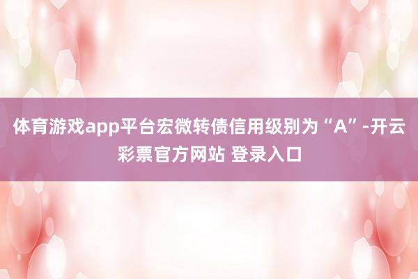 体育游戏app平台宏微转债信用级别为“A”-开云彩票官方网站 登录入口